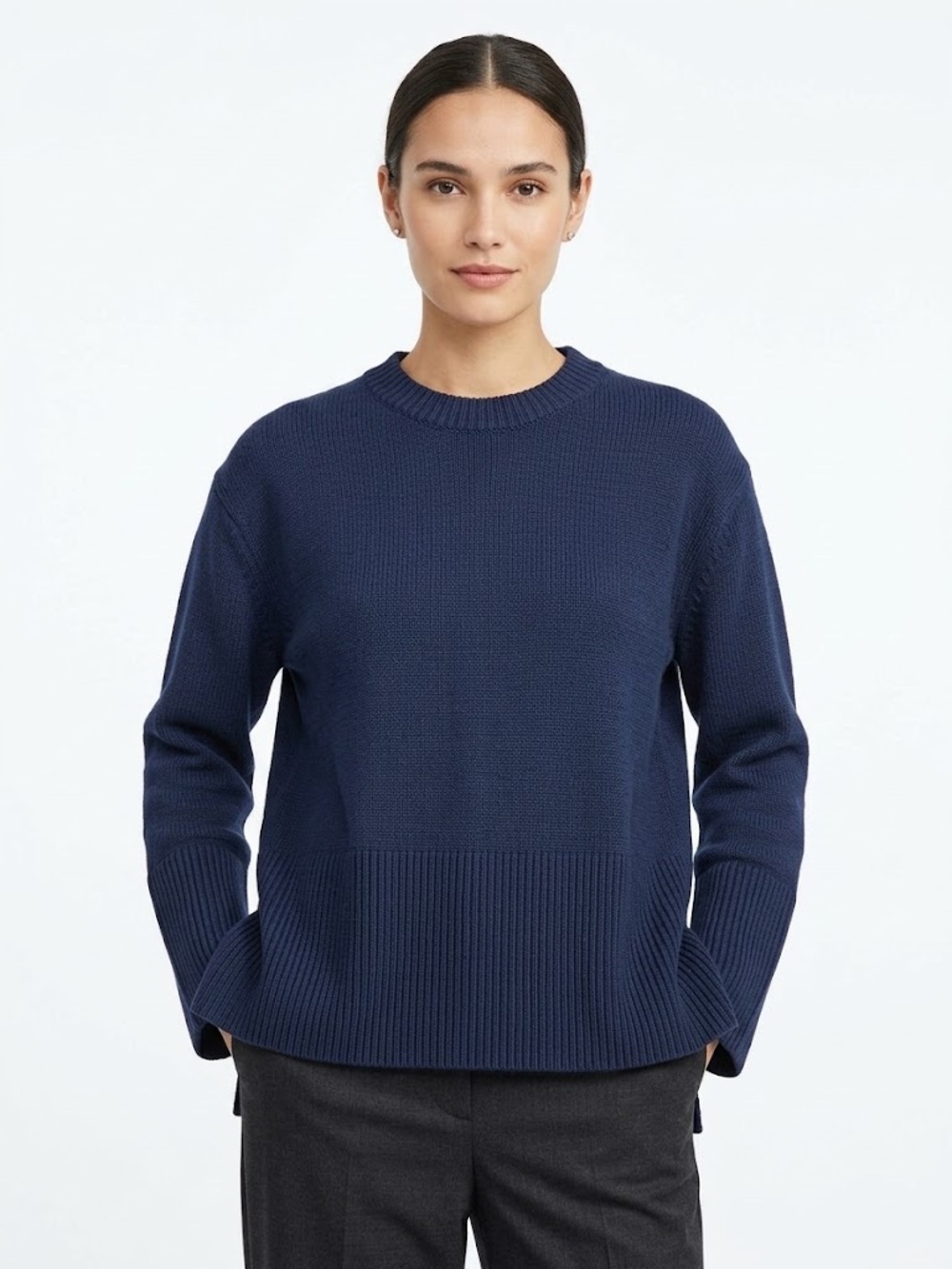 GAP Navy Blue Oversized Cotton Knit Crew Neck Sweater - Sz M